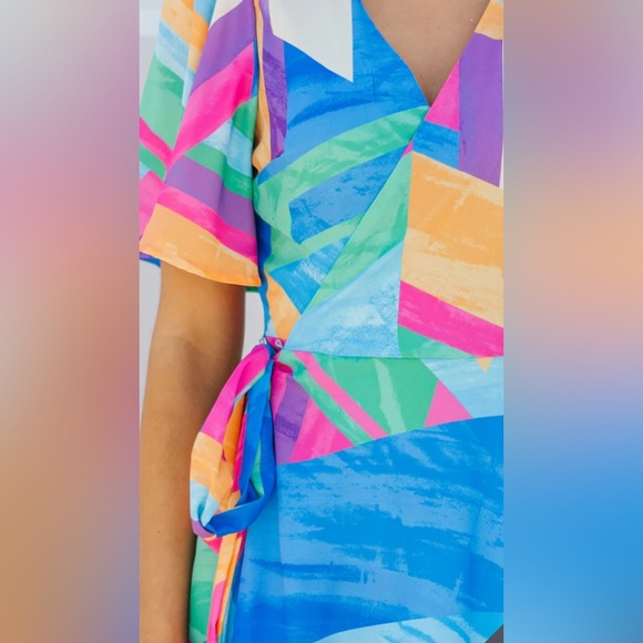 Flying Tomato Story To Tell Blue Abstract Midi Dress - Size 3X - Picture 3 of 5